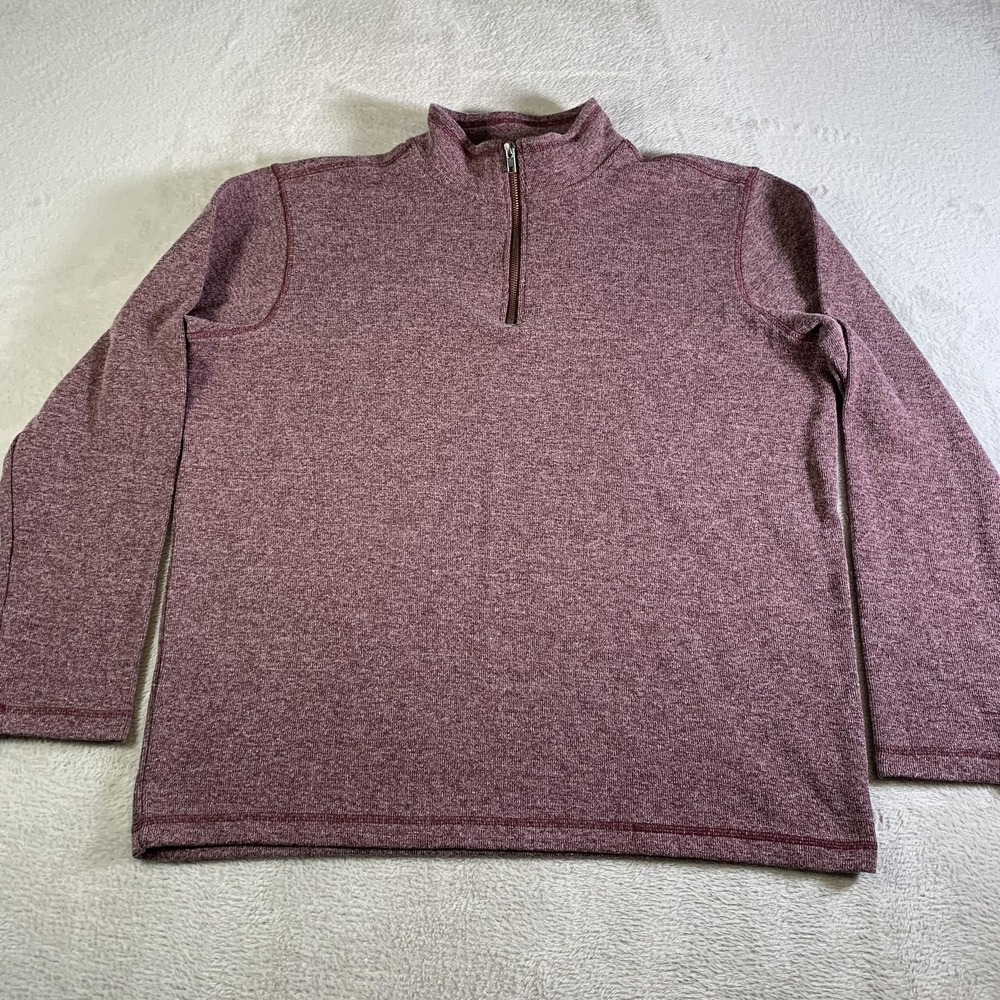 Gap‎ Sweater Mens XL Red Heather Quarter Zip Mock Neck Cotton Blend Pullover